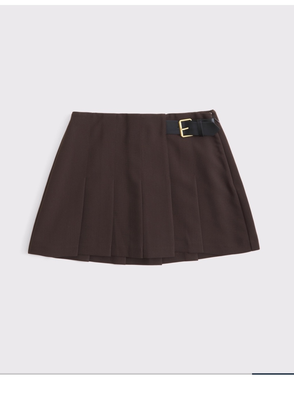 Abercrombie & Fitch Dark Brown Pleated Mini Skirt with Buckle